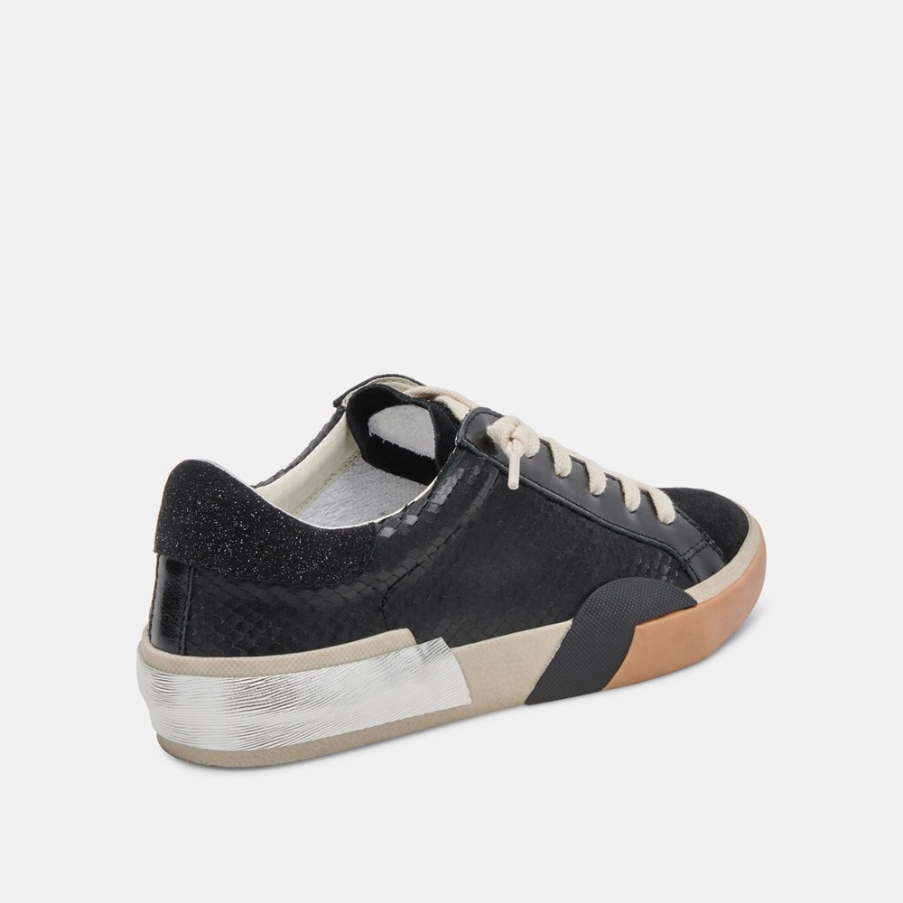 Dolce Vita Zina Sneakers Onyx Embossed Leather - Picture 3 of 11